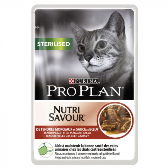Pro Plan Φακελάκι Γάτας NutriSavour Sterilised Βοδινό 85gr