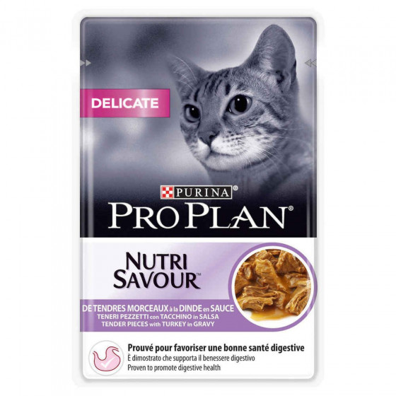 Pro Plan Φακελάκι Γάτας NutriSavour Delicate Γαλοπούλα 85gr