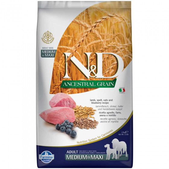 N&D Ancestral Grain Dog Adult Lamb Medium/Maxi 2.5kg
