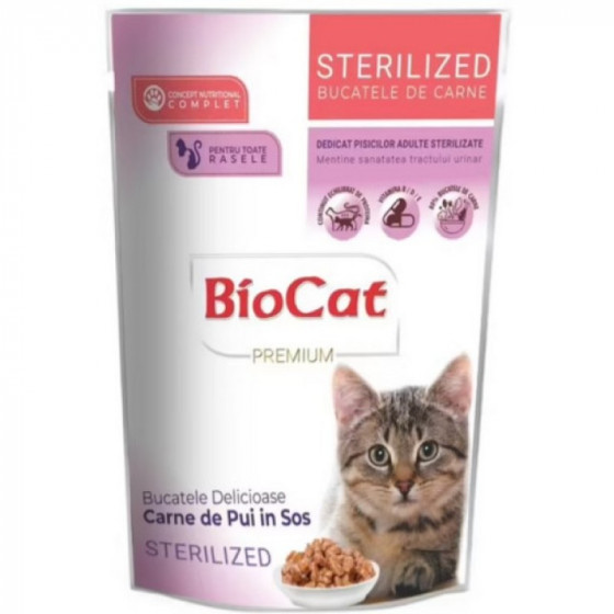 Biocat Cat Pouch Adult Sterilised With Chicken 85gr