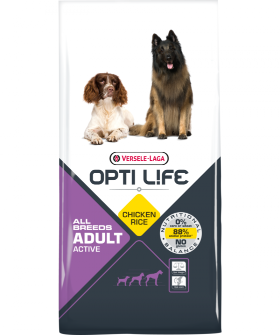 Opti Life Adult Dog All Breeds Active Chicken 12.5kg