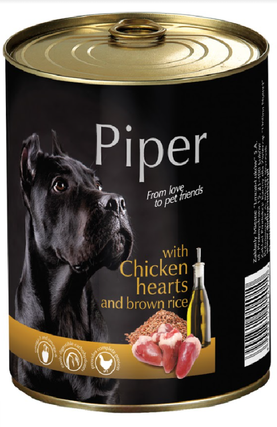 Piper Κονσέρβα Σκύλου Καρδιά Κοτόπουλου & Καστανό Ρύζι 400gr