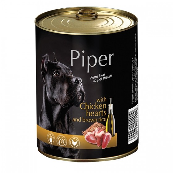 Piper Κονσερβα Σκύλου Καρδια Κοτόπουλο & Καστανό Ρυζι 800gr