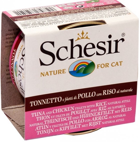 Schesir Cat Natural Brine Τόνος & Κοτόπουλο Με Ρύζι 85gr