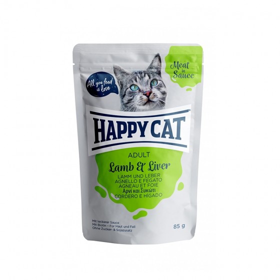 Happy Cat Meat in Sauce Adult - Αρνί & Συκώτι