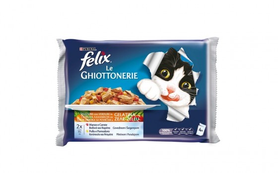 Felix Σε Ζελέ Multipack Βοδινό & Κοτόπουλο/Καρότα 4x85gr